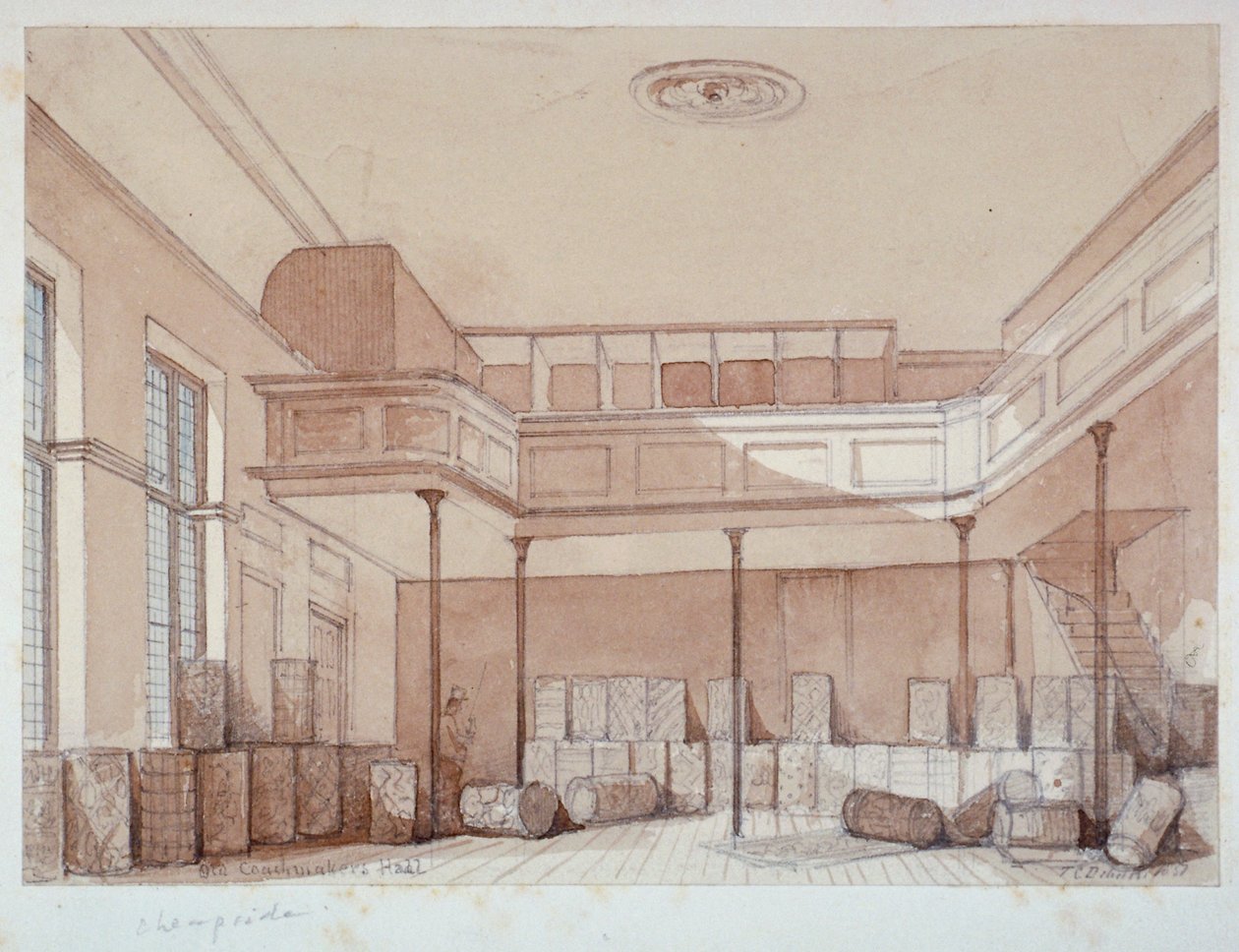 Interior del Salón de los Fabricantes de Coches, Noble Street, Ciudad de Londres, 1851 de Thomas Colman Dibdin