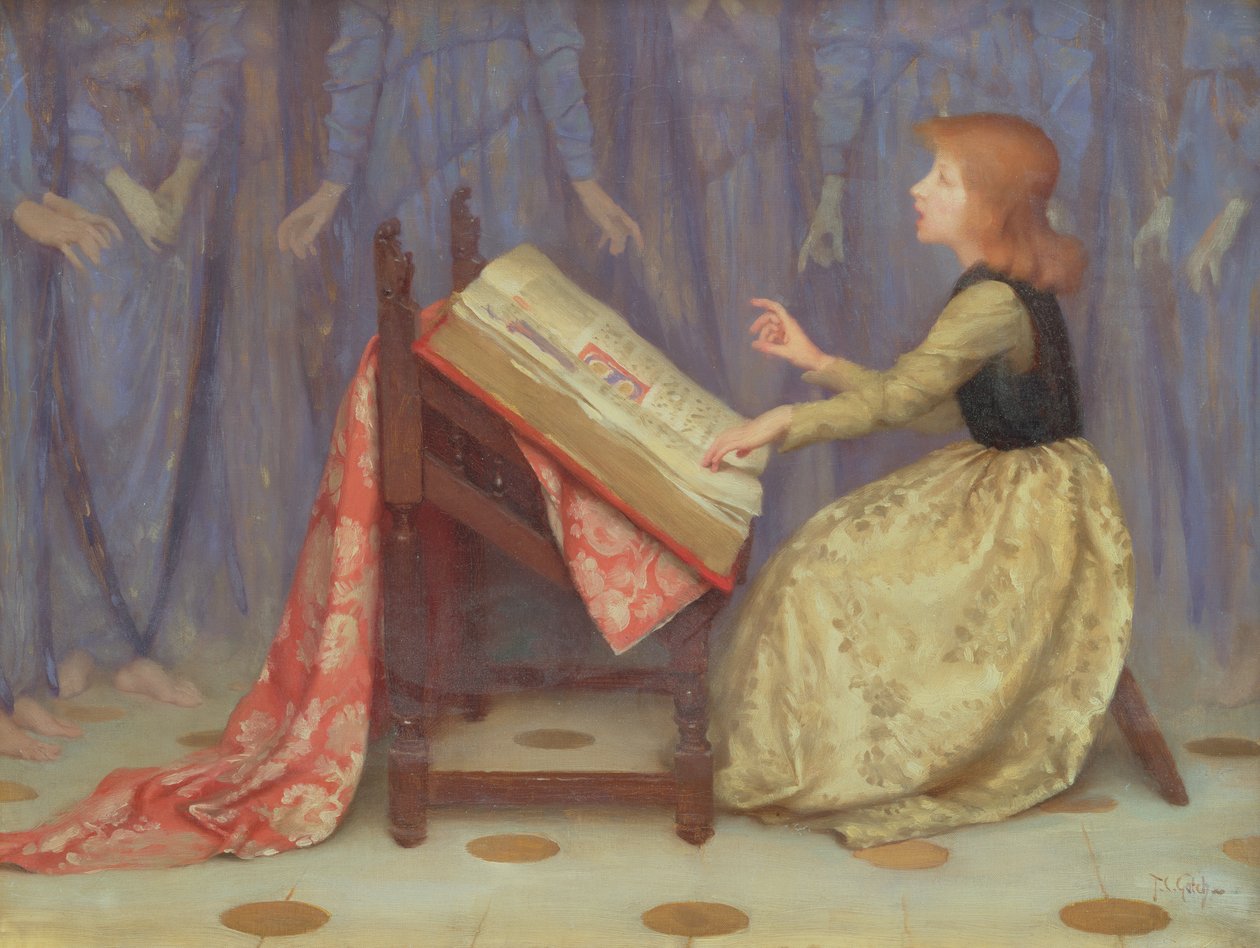 Niña sentada en un interior de Thomas Cooper Gotch