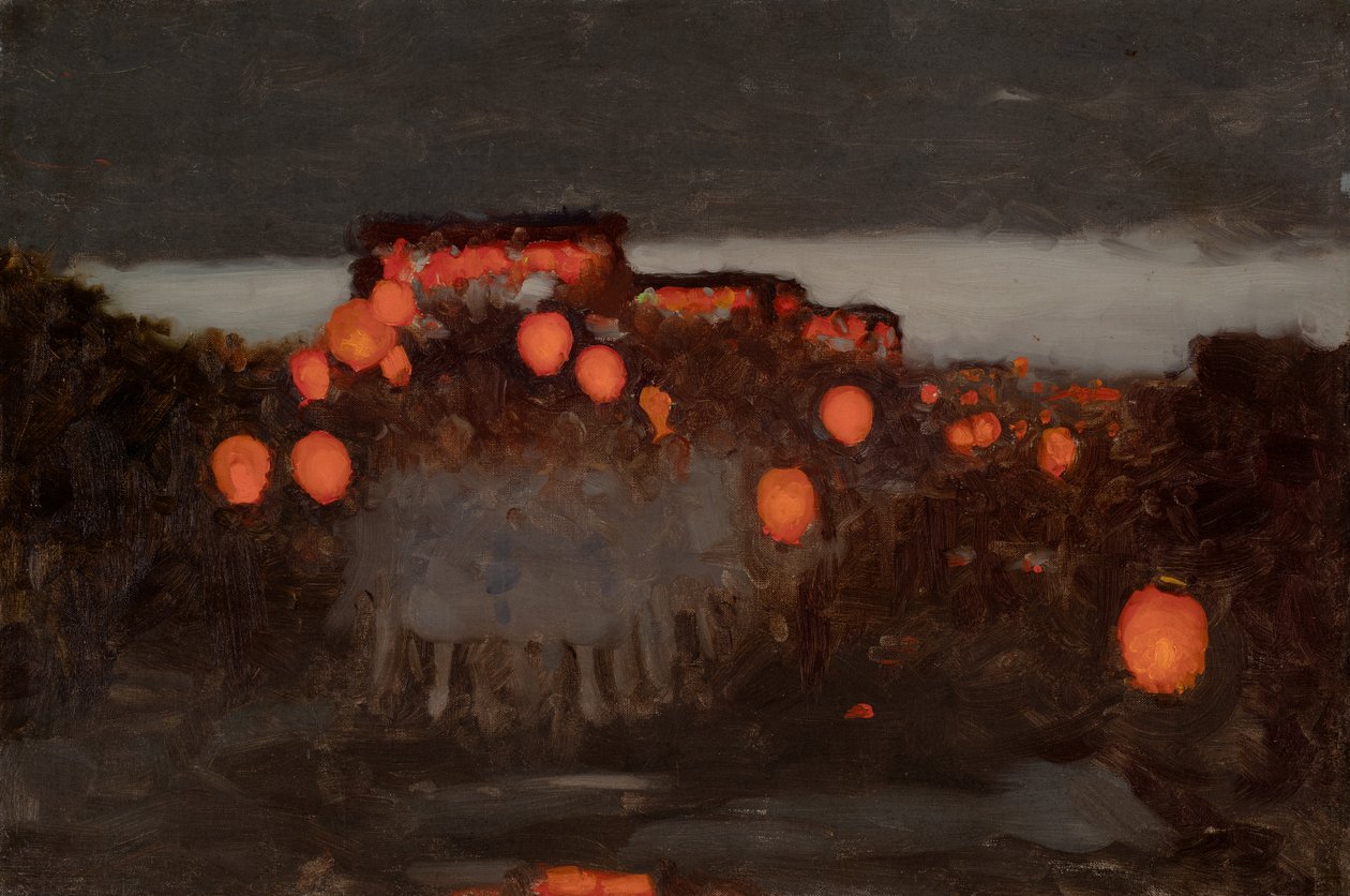 Desfile de farolillos (óleo sobre lienzo) de Thomas Cooper Gotch