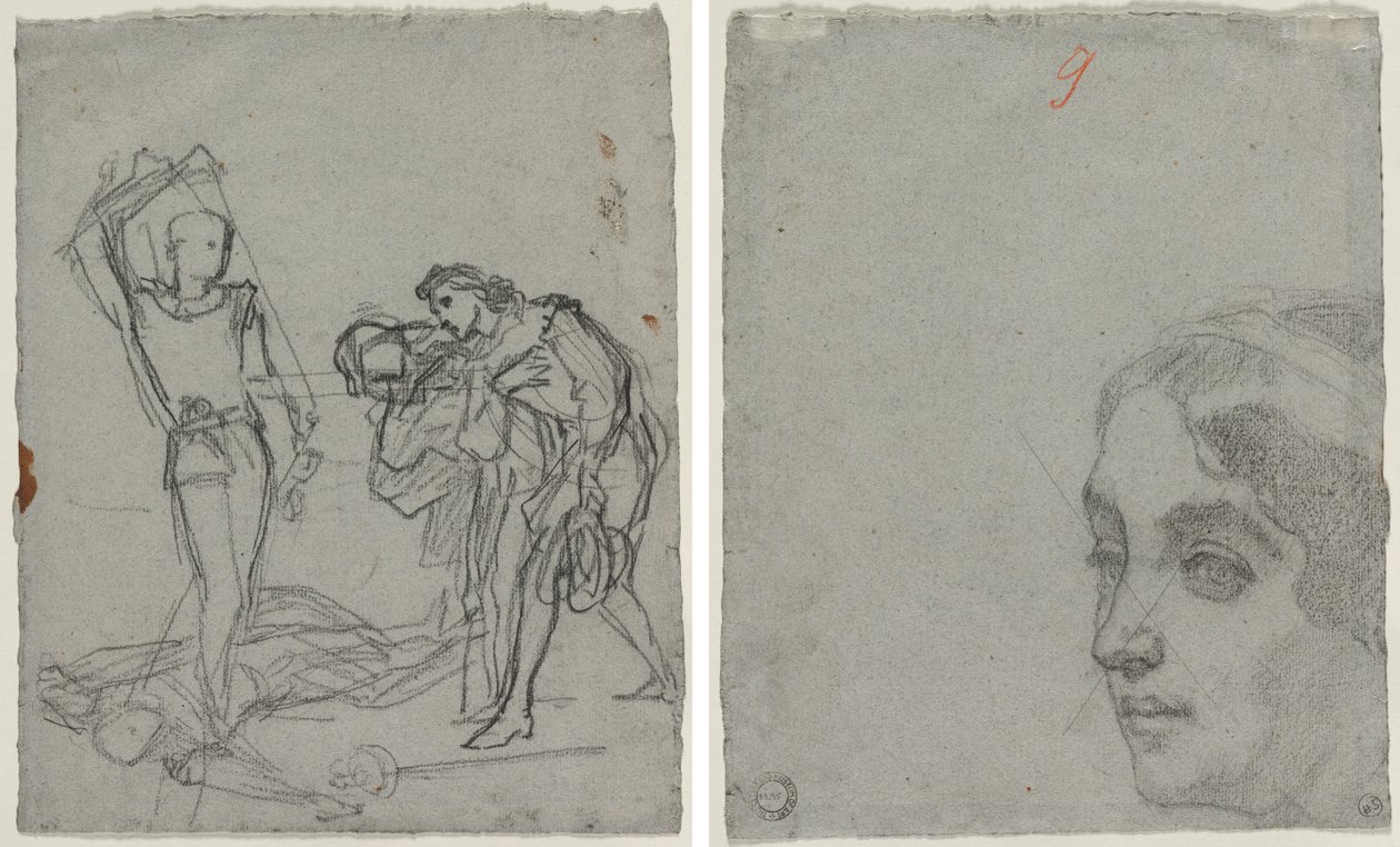 Duel after the Masked Ball (recto); Head of a Woman (verso) de Thomas Couture