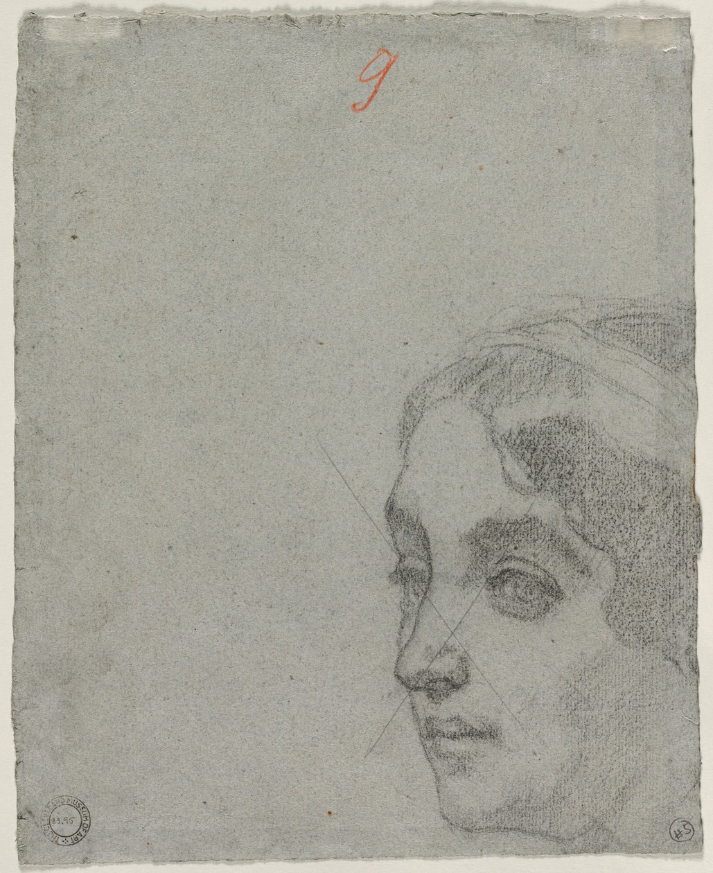 Cabeza de una mujer verso, c. 1857 de Thomas Couture