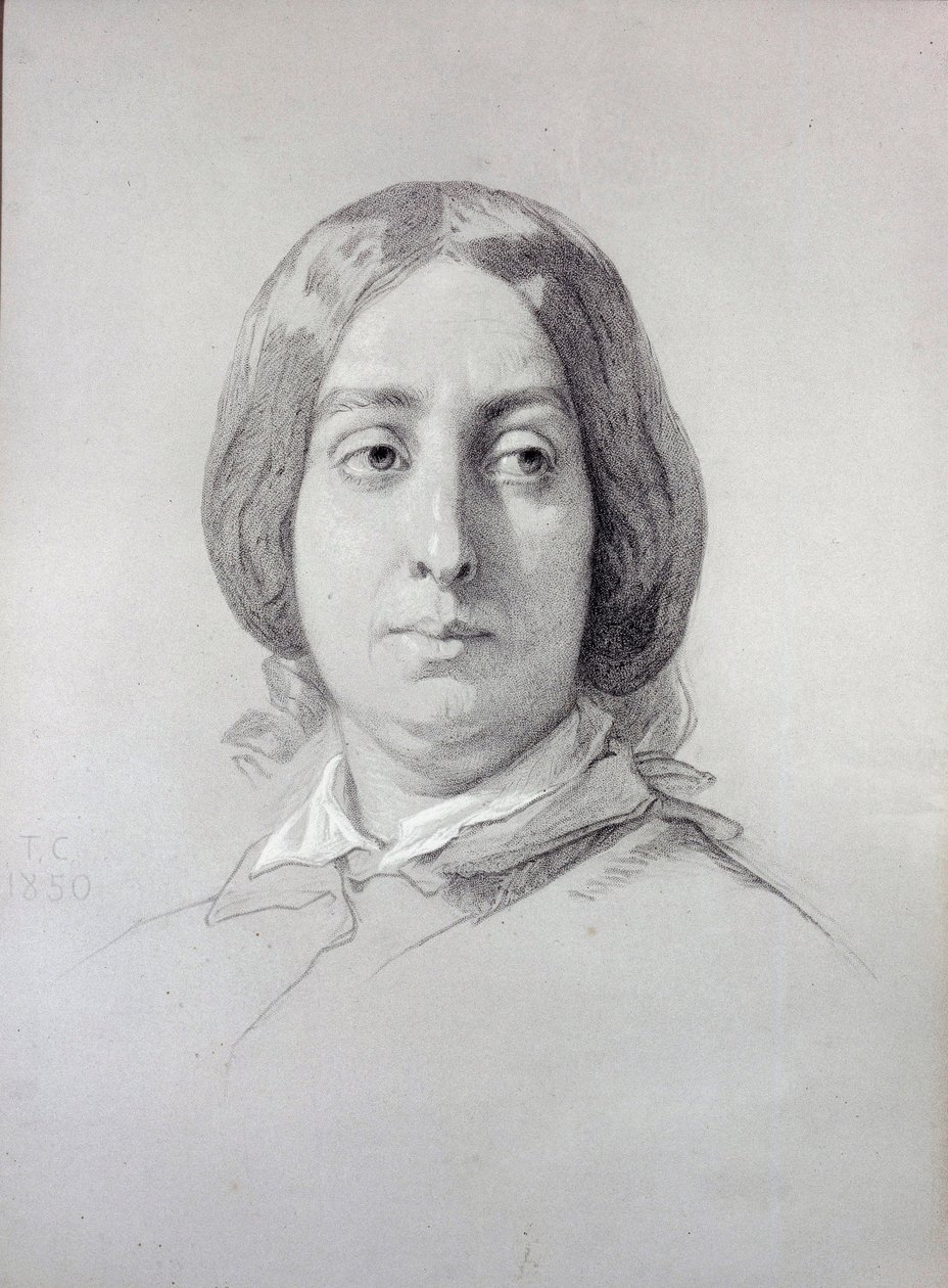 Retrato de la mujer de letras George Sand (1804-1876) Aurore Dupin, Baronesa Dudevant. Dibujo de Thomas Couture (1815-1879) 1844 París, Museo de la Vida Romántica de Thomas Couture