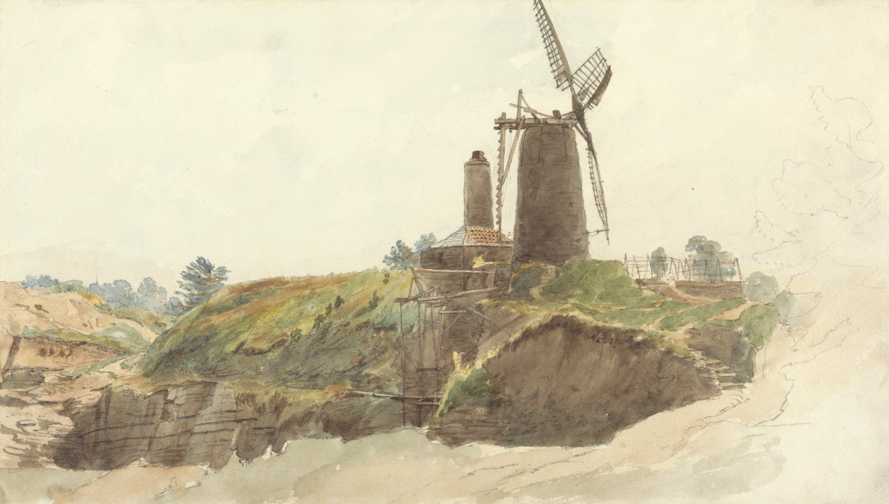 Paisaje con molino de viento de Thomas Creswick