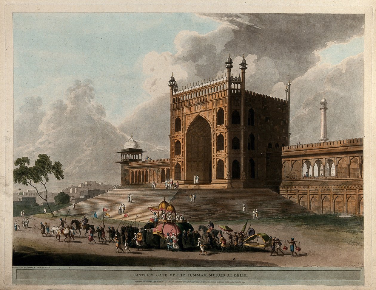 Puerta oriental del Musyid Jummah de Delhi de Thomas Daniell