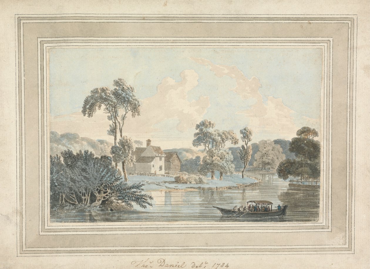 Granja, río y barcaza de Thomas Daniell