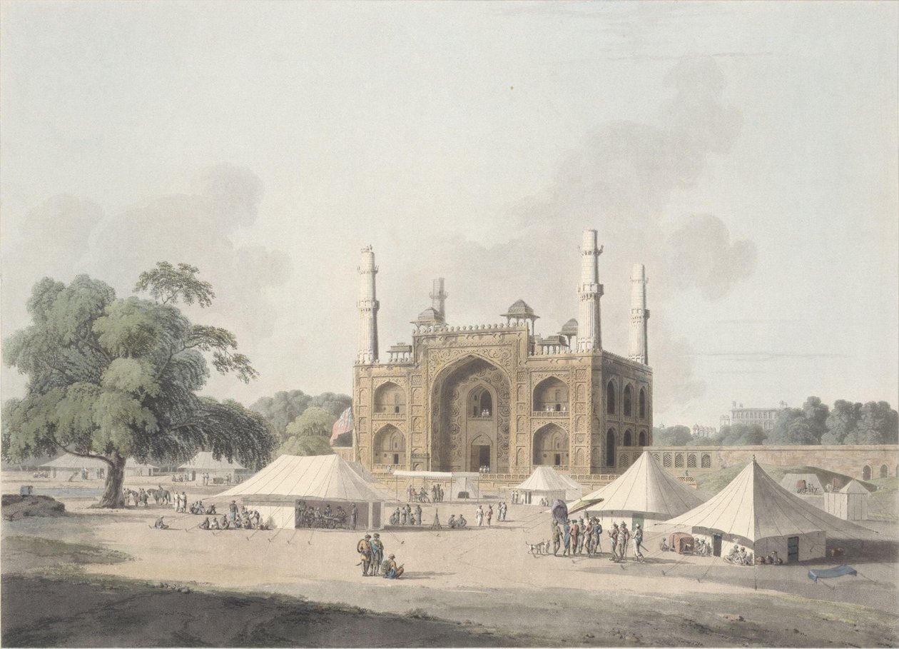 Puerta de la Tumba del Emperador Akbar en Secundra, cerca de Agra de Thomas Daniell