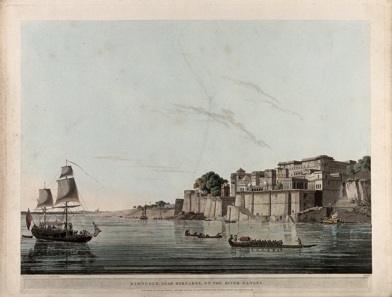 Ramnugur, cerca de Bernares, en el río Ganges de Thomas Daniell
