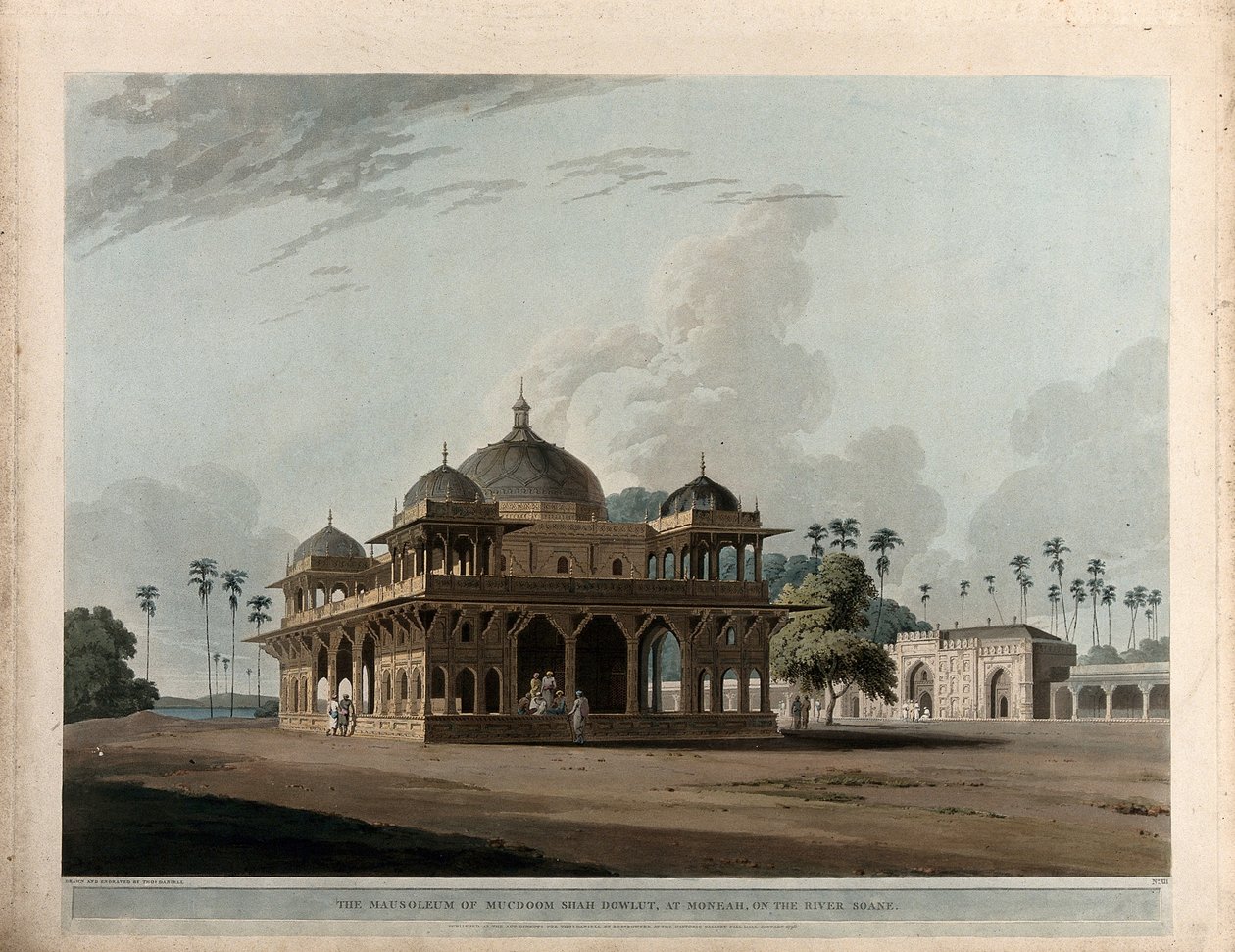 Mausoleo de Mucdoom Shah Dowlut, en Moneah de Thomas Daniell
