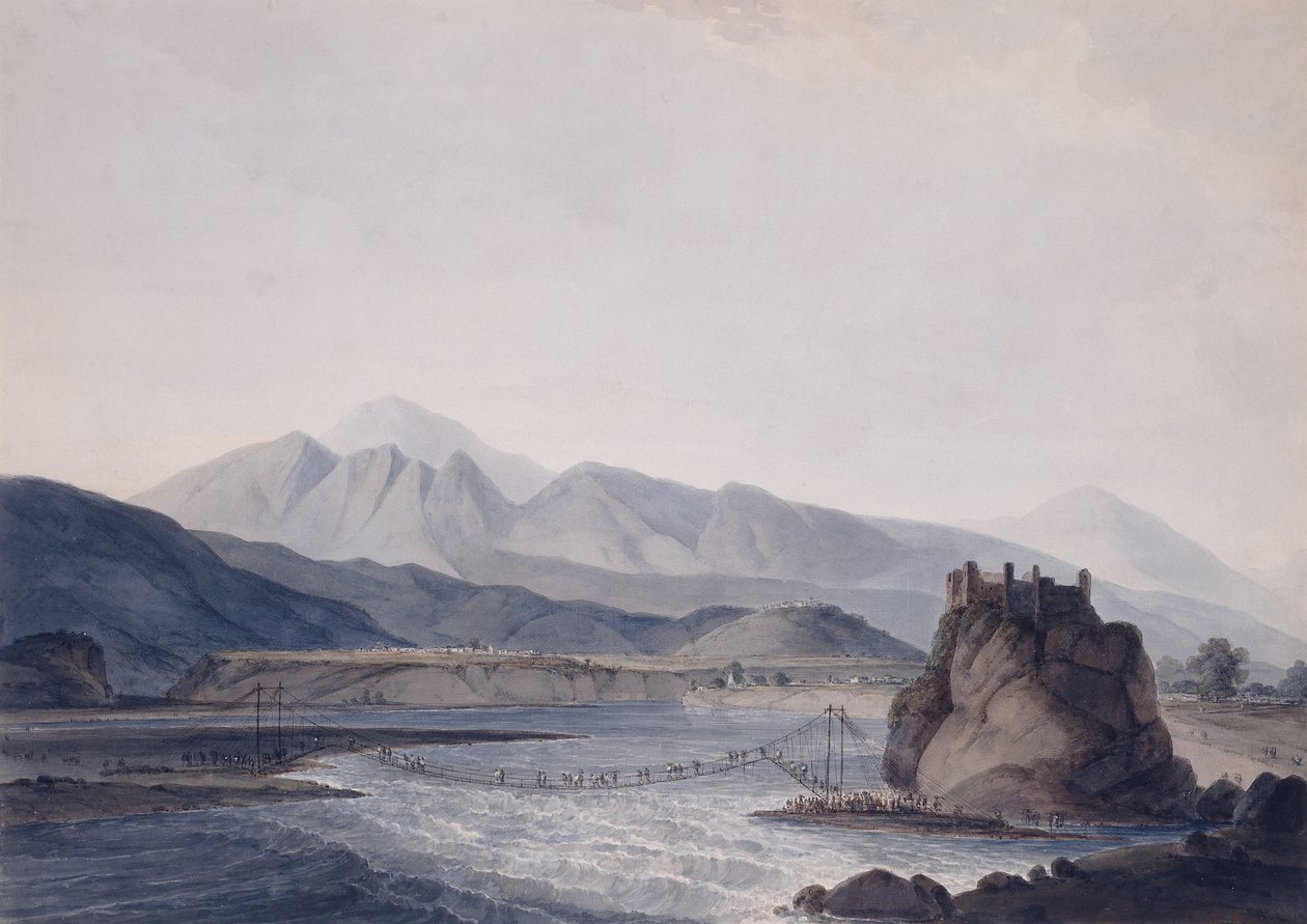 El Puente de Cuerda, Srinagar, Garhwal, Uttar Pradesh de Thomas Daniell