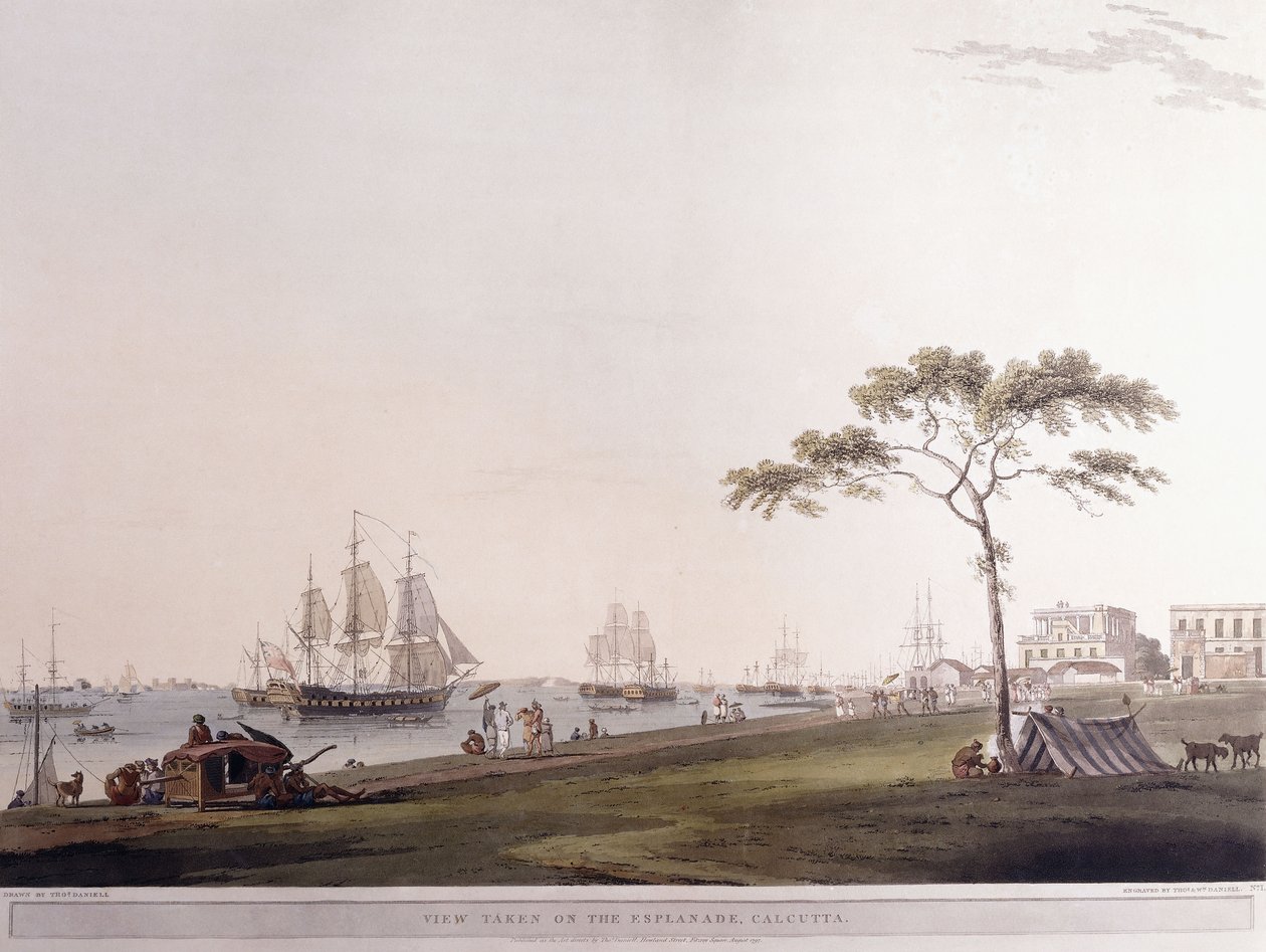 Vista tomada en la explanada, Calcuta, 1797 de Thomas Daniell