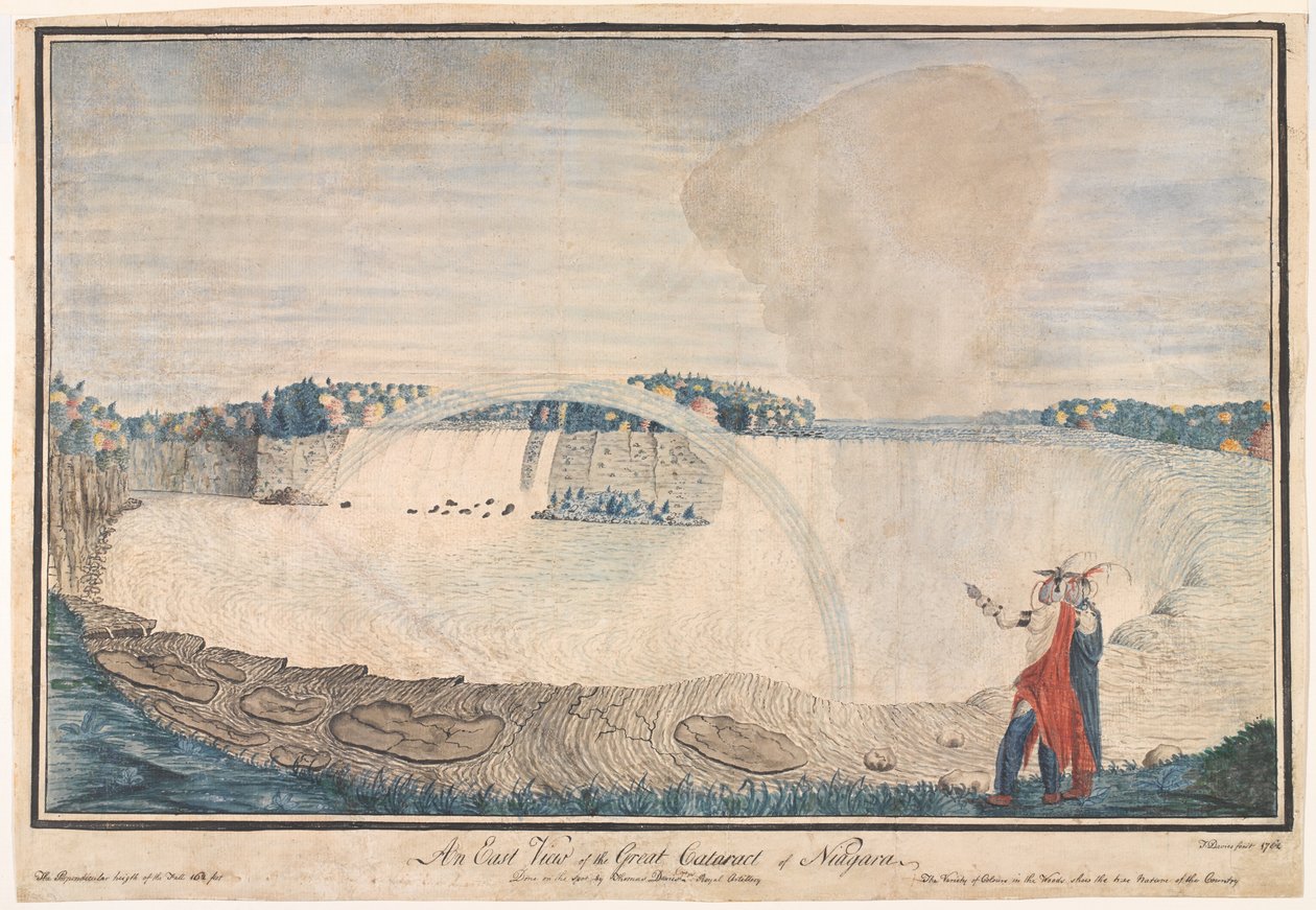 Vista este de la Gran Catarata del Niágara, 1762 de Thomas Davies