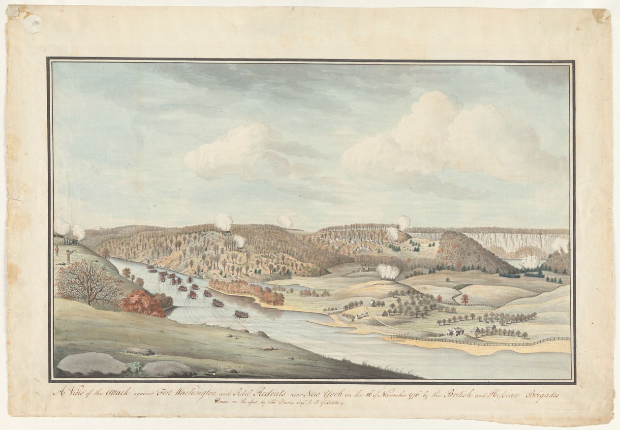 Ataque contra Fort Washington, c.1776-1812 (acuarela) de Thomas Davies