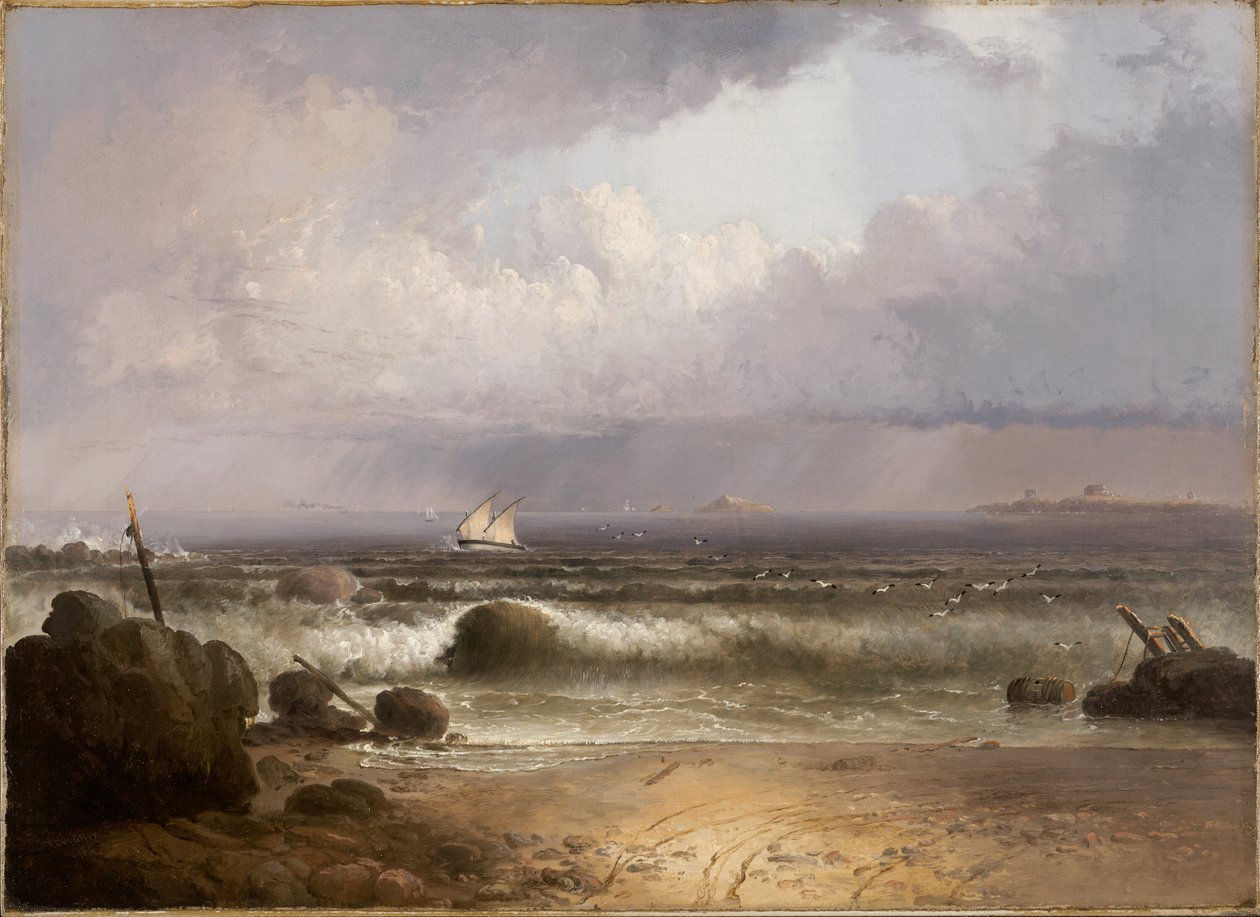 Tormenta que se avecina (Playa de Nahant con una lluvia de verano) de Thomas Doughty
