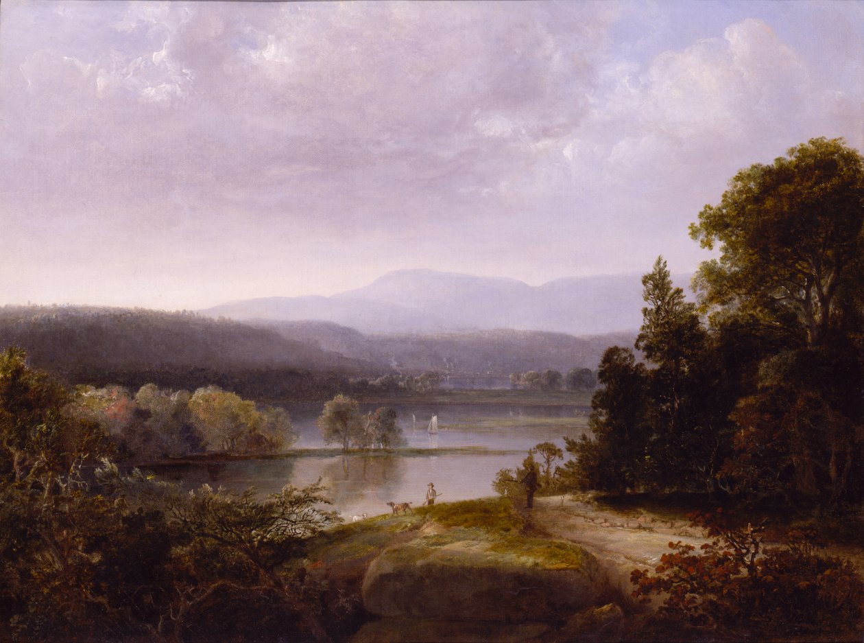 Vista del Río con Cazadores y Perros, ca. 1850 de Thomas Doughty