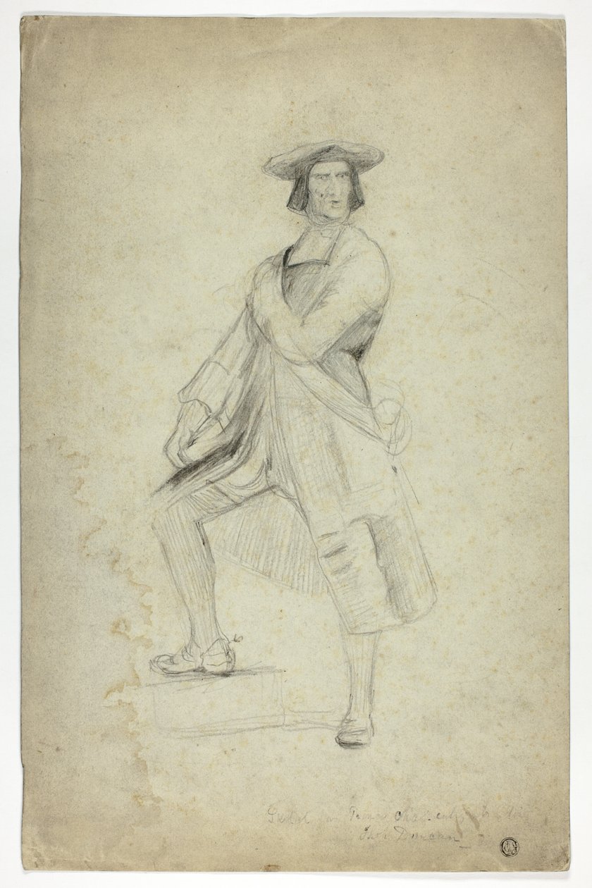 Estudio para hombre de pie con faja y pose dramática de Thomas Duncan