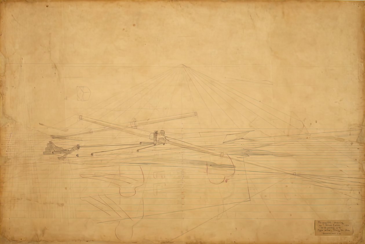 Dibujo en perspectiva para Los hermanos Biglin girando la estaca, c. 1873 de Thomas Eakins