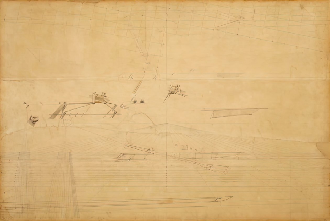 Dibujo en perspectiva para Los hermanos Biglin girando la estaca, 1873 de Thomas Eakins