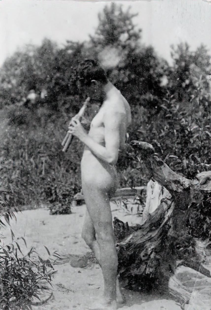 Estudio de flautista de pie para Arcadia de Thomas Eakins