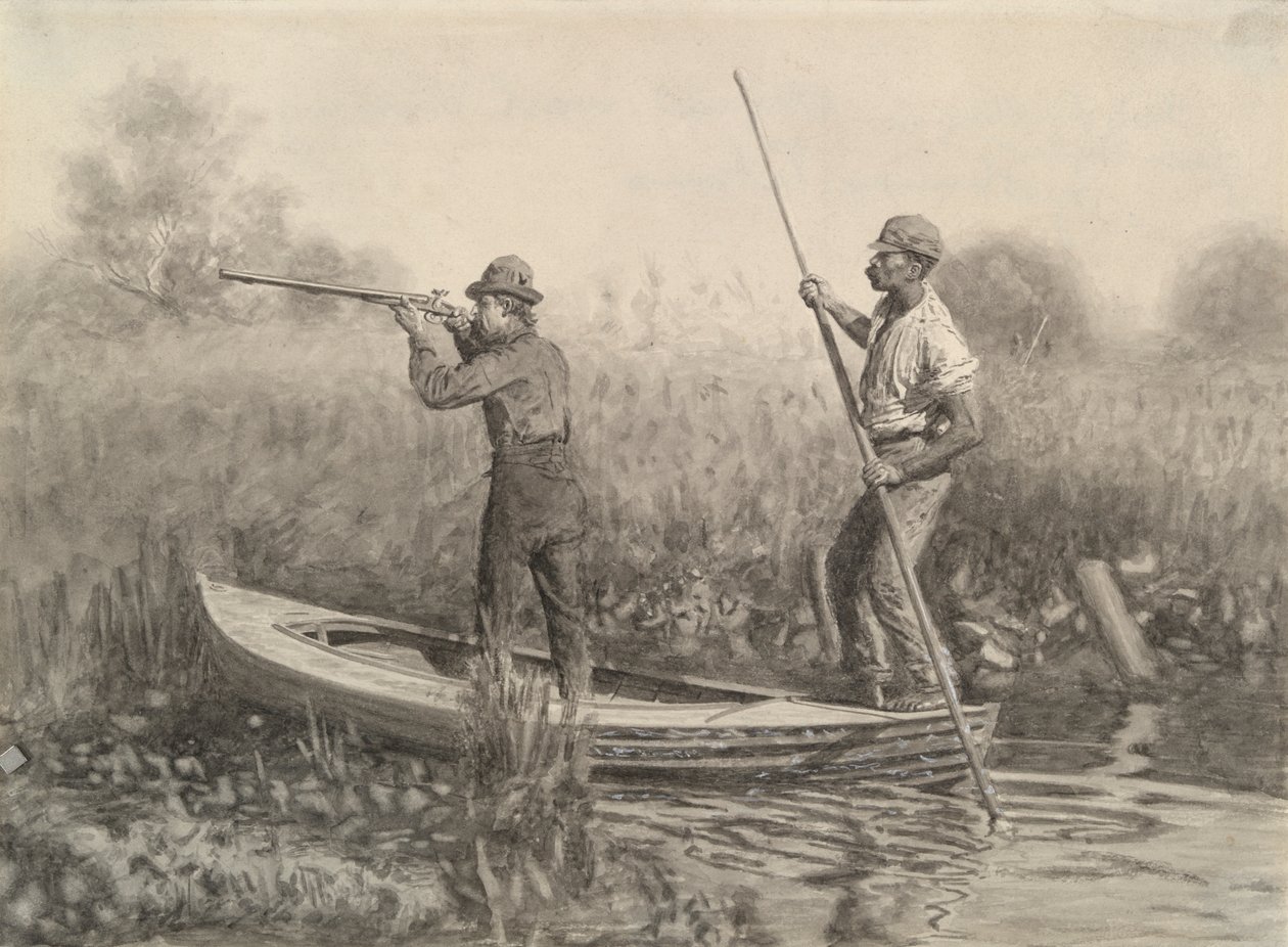Estudio para tiro sobre raíles desde un despeje de Thomas Eakins