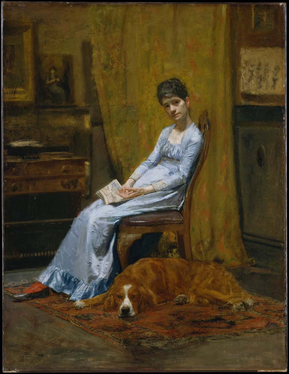 La esposa del artista y su perro setter de Thomas Eakins