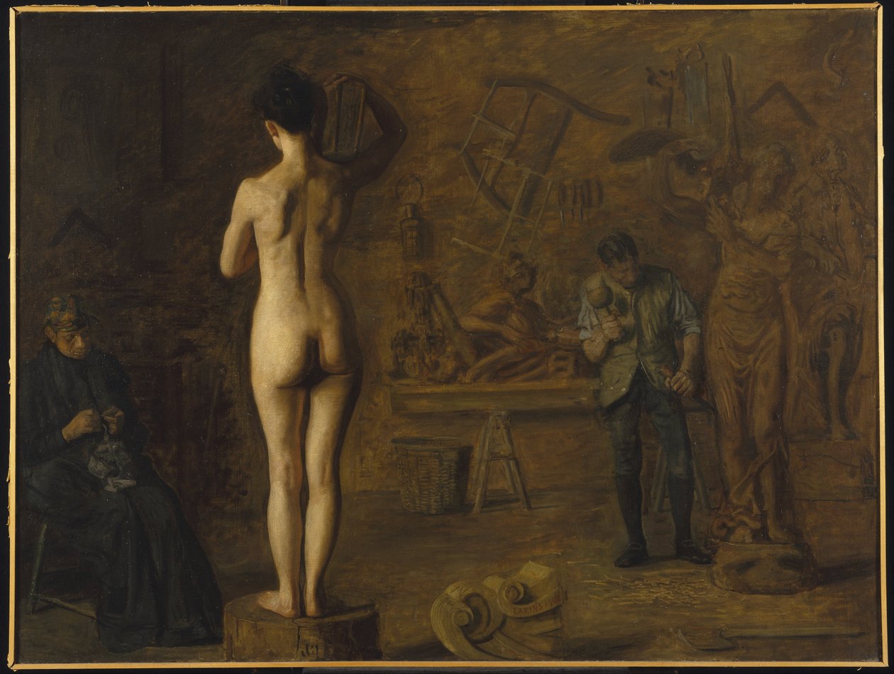 William Rush tallando su figura alegórica del río Schuylkill de Thomas Eakins