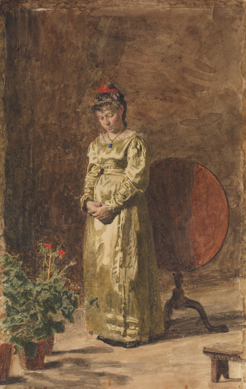 Joven niña meditando de Thomas Eakins