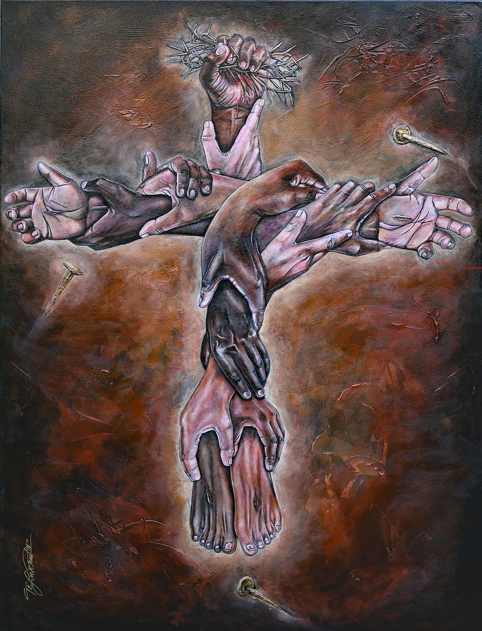 Cuerpo de Cristo, 2019 (técnica mixta sobre lienzo) de Thomas Elias Lockhart