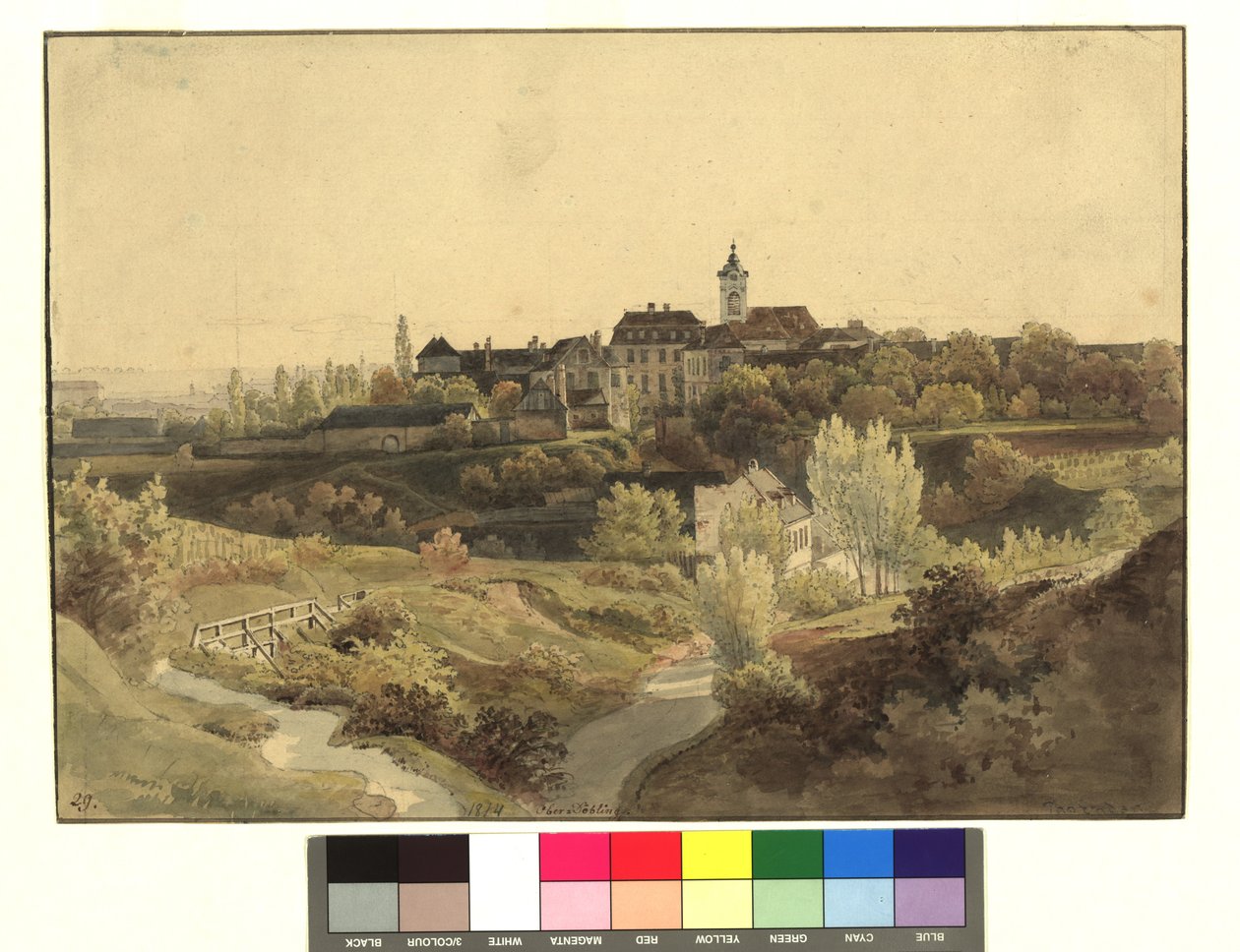 Oberdöbling, la capilla de San Juan y sus alrededores, vistos desde el lado de Unterdöbling de Thomas Ender