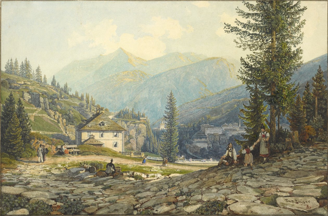 Vista de la Residencia del Archiduque Johann en las Termas de Gastein de Thomas Ender