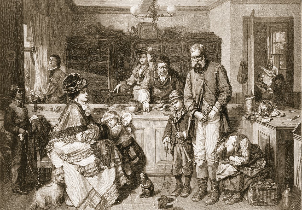 De la Mano a la Boca - Era uno de los pocos que no pedía, pub. 1879 de Thomas Faed