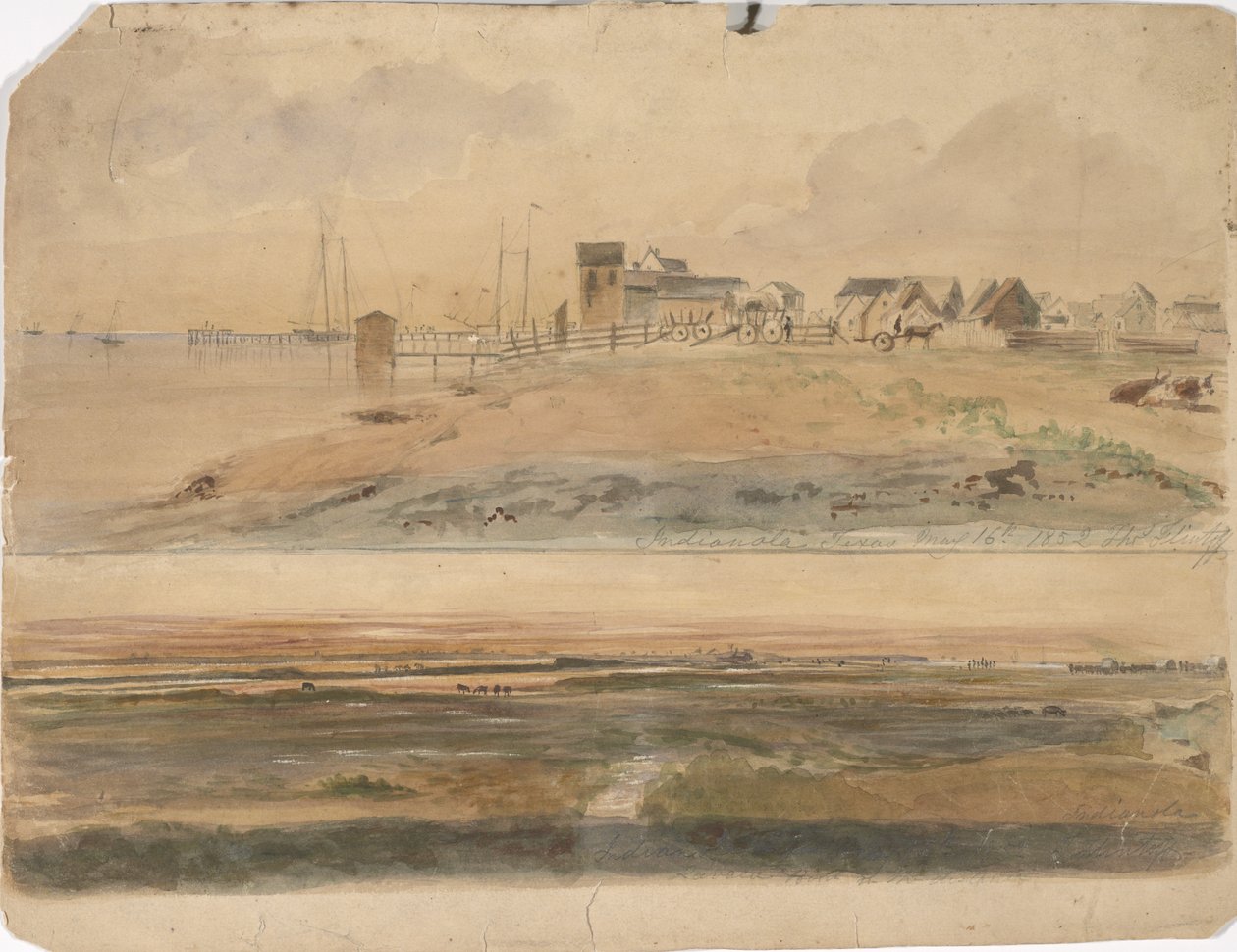 Indianola, Texas e Indianola con Lavaca Point en la distancia, 16 de mayo de 1852 de Thomas Flintoff