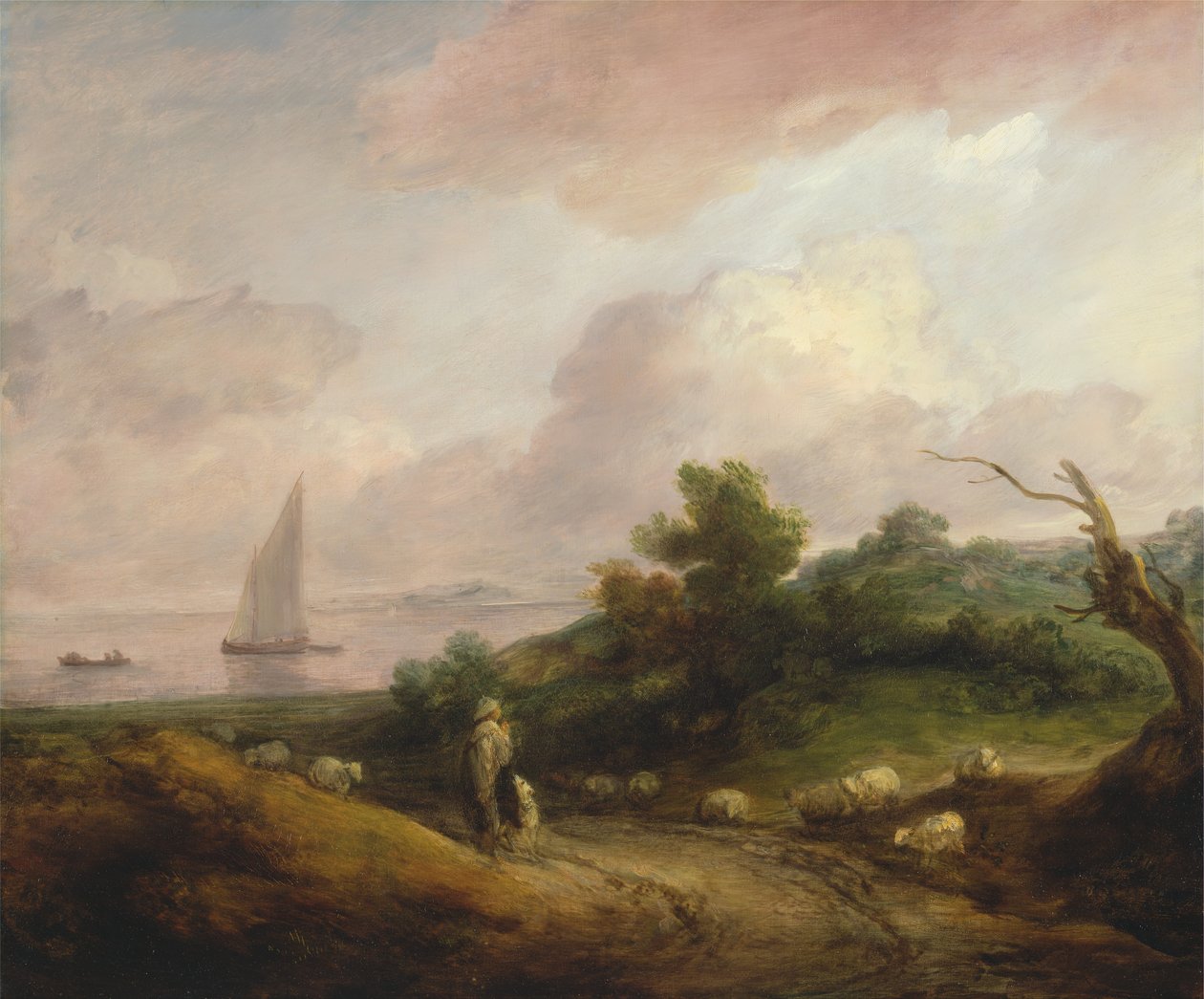 Paisaje costero con un pastor y su rebaño, entre 1783 y 1784 de Thomas Gainsborough