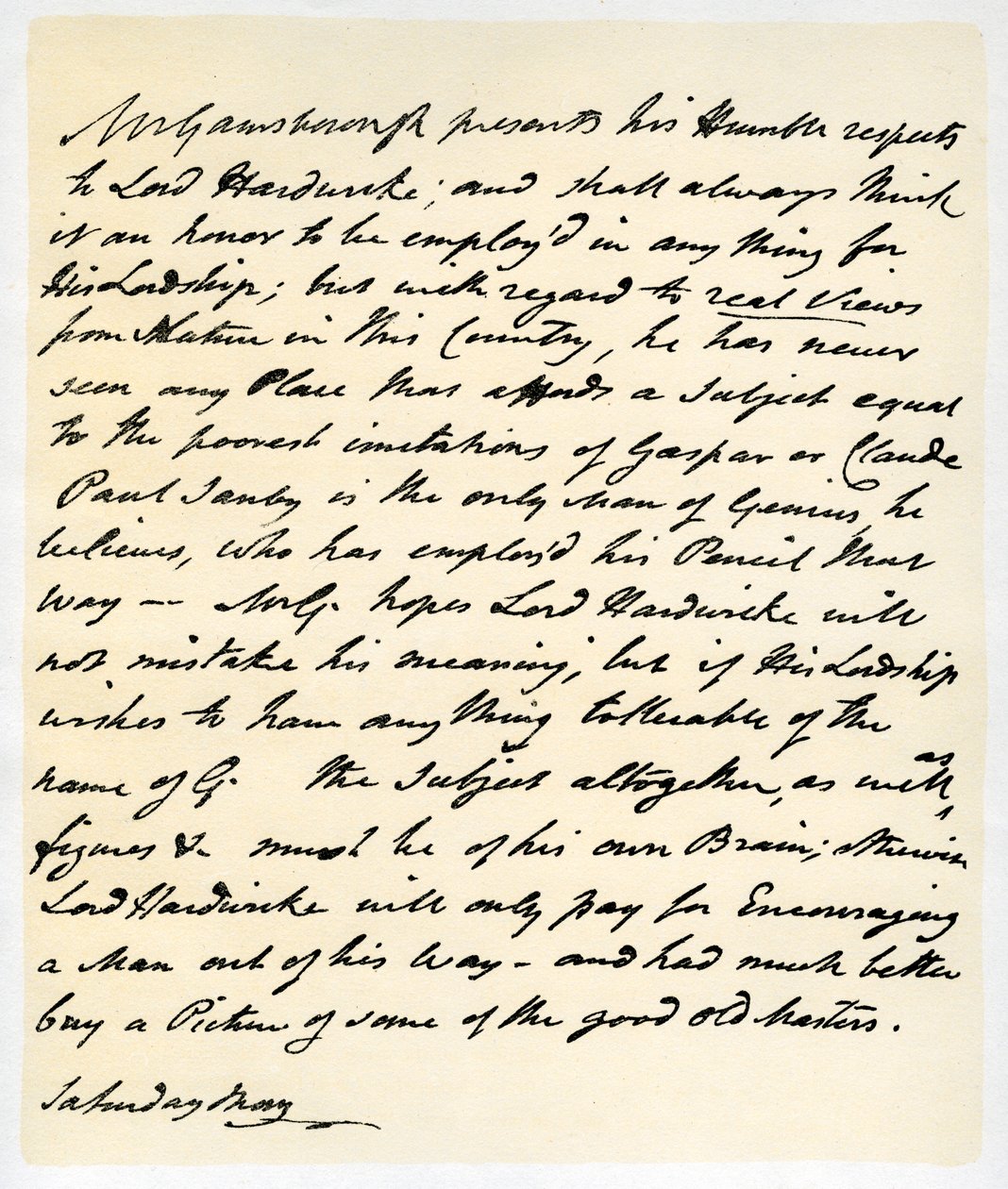 Carta de Thomas Gainsborough a Lord Hardwicke, c. 1760-1770 de Thomas Gainsborough