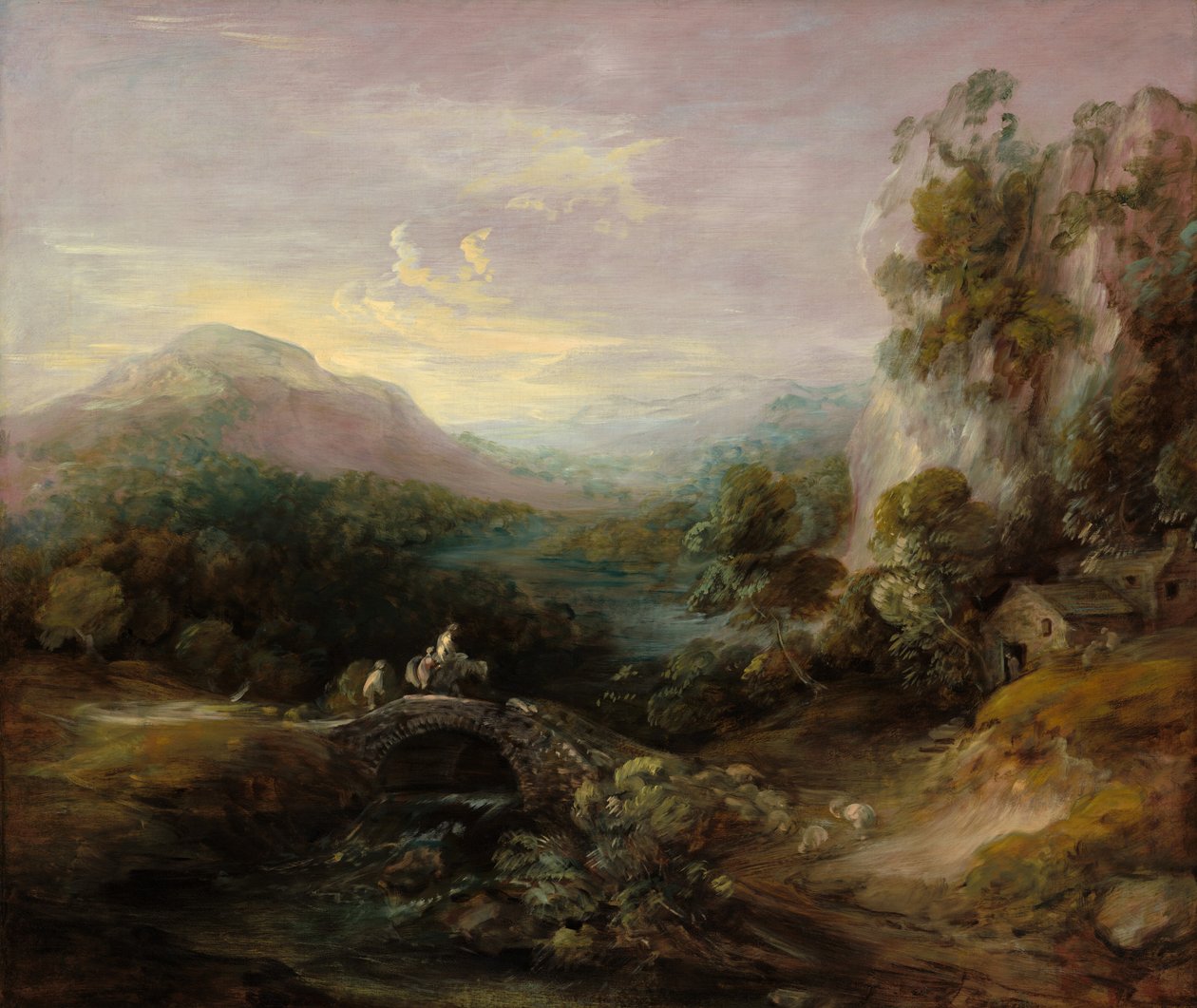 Paisaje montañoso con puente de Thomas Gainsborough