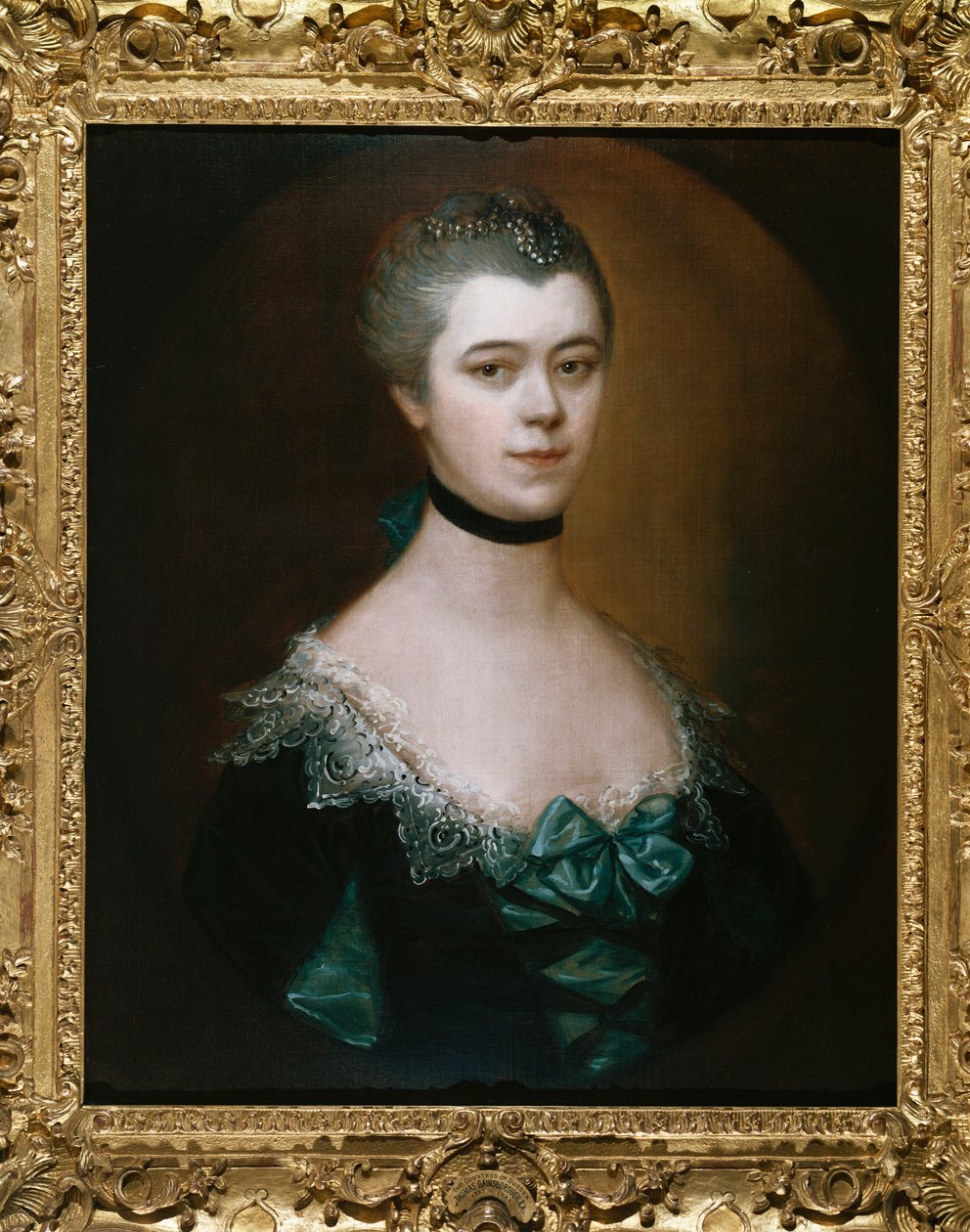 Retrato de la Condesa de Sussex, busto, con un vestido azul con adornos negros de Thomas Gainsborough