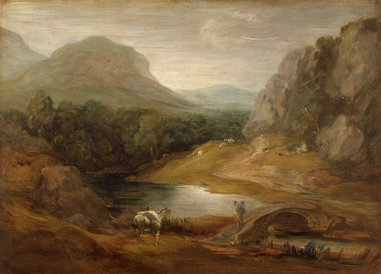 Paisaje rocoso con un puente de Thomas Gainsborough