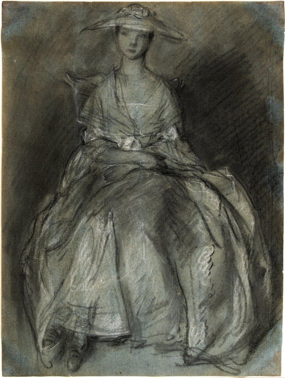 Estudio de una mujer sentada (recto); estudio de una niña pequeña sentada en un banco (verso) de Thomas Gainsborough