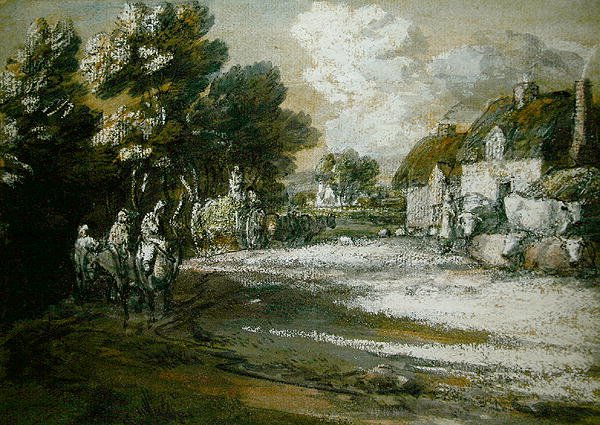 Viajeros pasando por un pueblo de Thomas Gainsborough