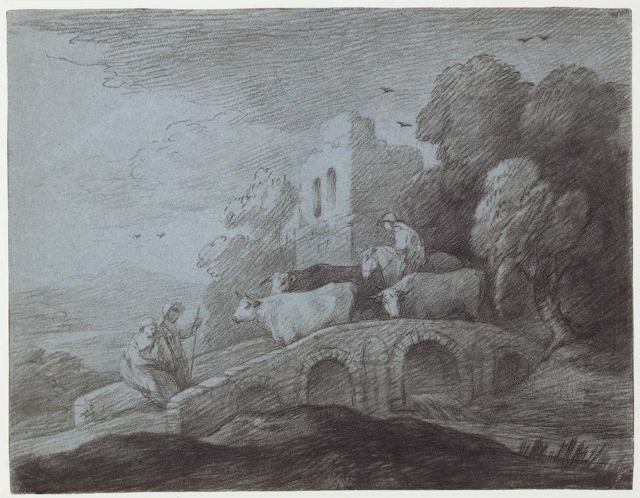 Paisaje Boscoso con Pastor Conduciendo Ganado de Thomas Gainsborough