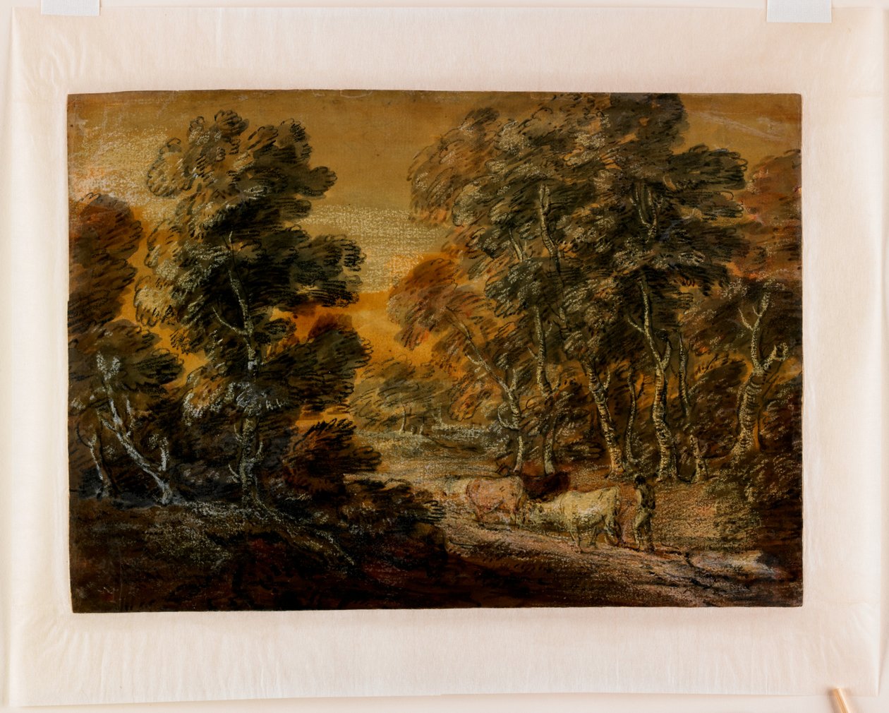 Paisaje boscoso con pastor y ganado, c.1770 de Thomas Gainsborough