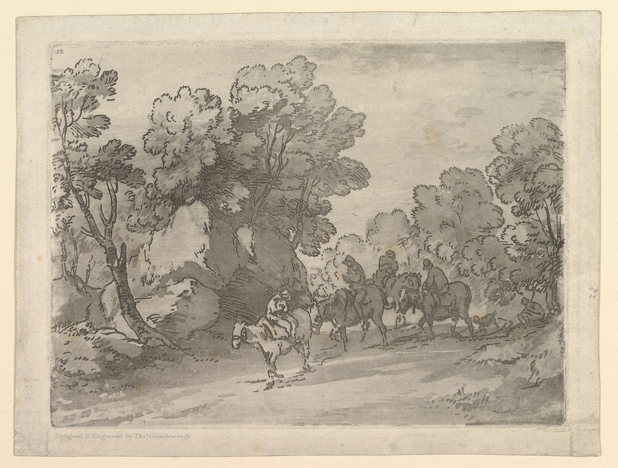 Paisaje boscoso con jinetes, 1 de agosto de 1797 de Thomas Gainsborough