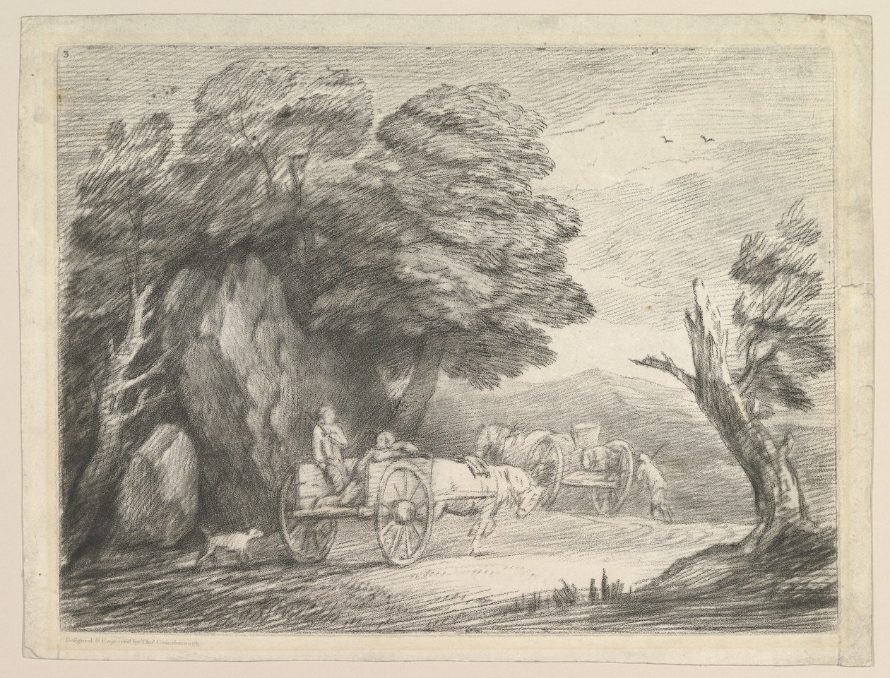 Paisaje boscoso con dos carros de campo y figuras de Thomas Gainsborough