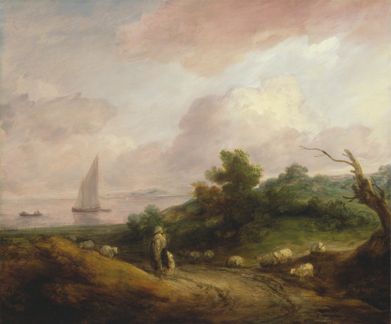 Paisaje costero con un pastor y su rebaño de Thomas Gainsborough RA