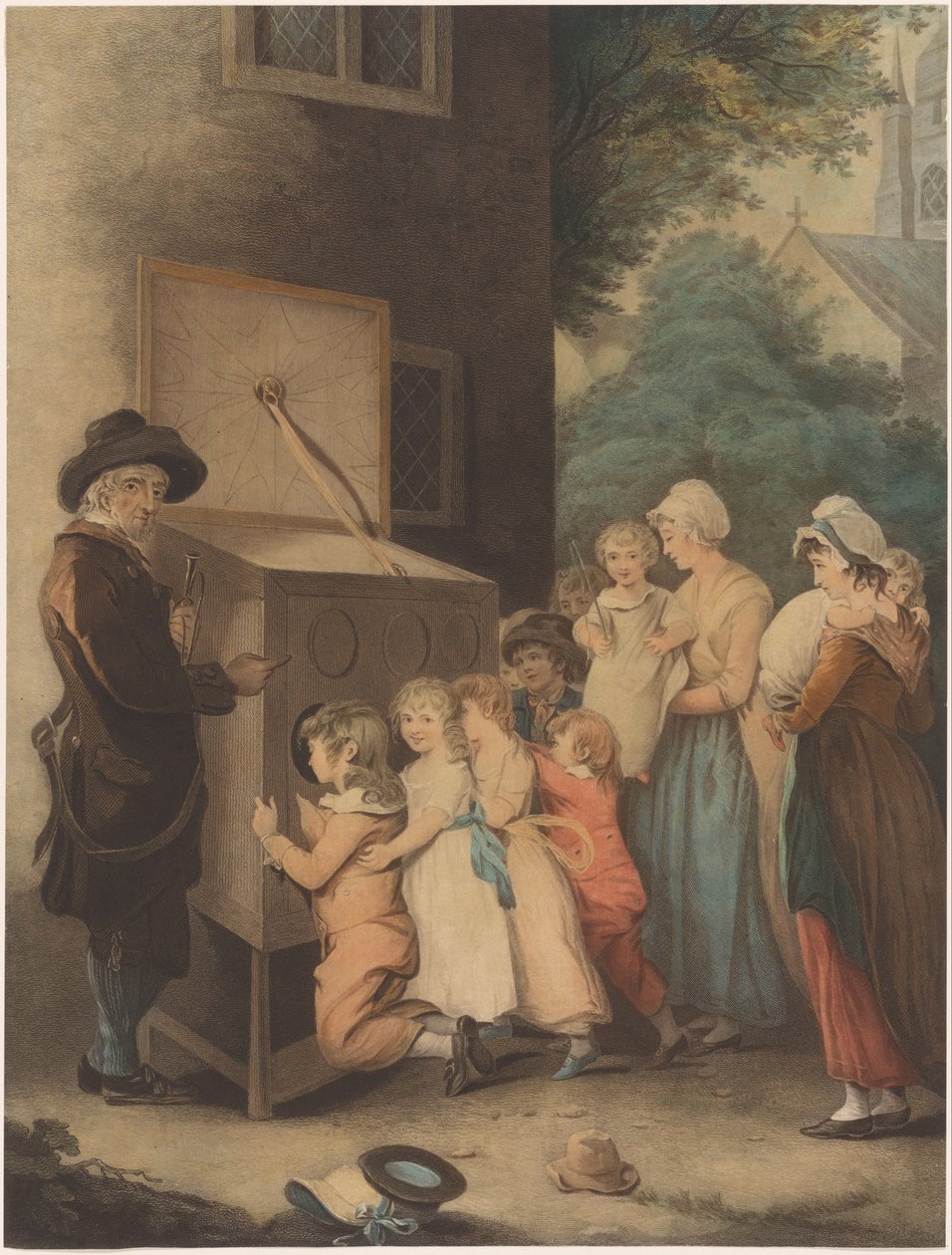 Niños alrededor de una vitrina El showman / La pieza Curieuse de Thomas Gaugain