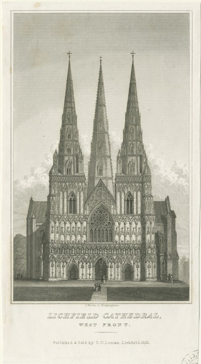 Catedral de Lichfield - Fachada Oeste, c. 1833 de Thomas George Lomax
