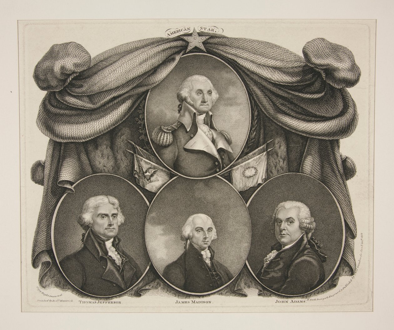 (Washington) Thomas Jefferson. -James Madison. - John Adams de Thomas Gimbrede