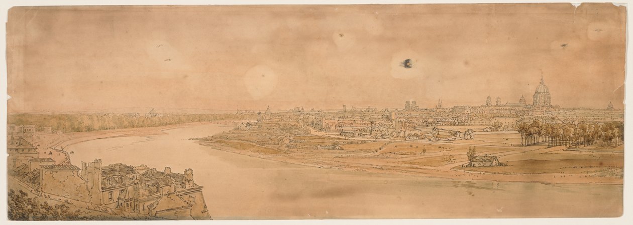Una selección de veinte de las vistas más pintorescas de París: Una vista general de París, tomada desde Chaillot de Thomas Girtin