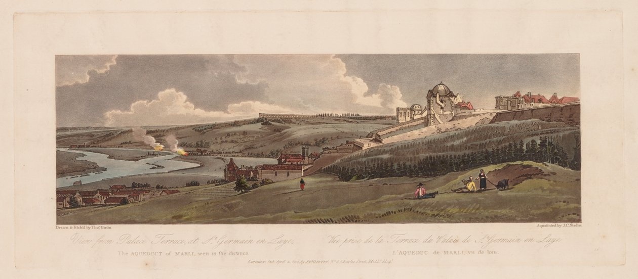 Una selección de veinte de las vistas más pintorescas de París: vista desde Palace Terrace, en St. Germain en Laye, el acueducto de Marli visto en la distancia de Thomas Girtin
