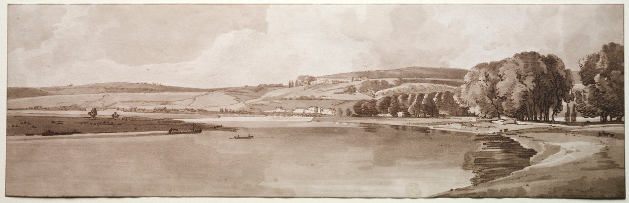 Una selección de veinte de las vistas más pintorescas de París: Vista de Belle Vue y Pont de Sêve de Thomas Girtin