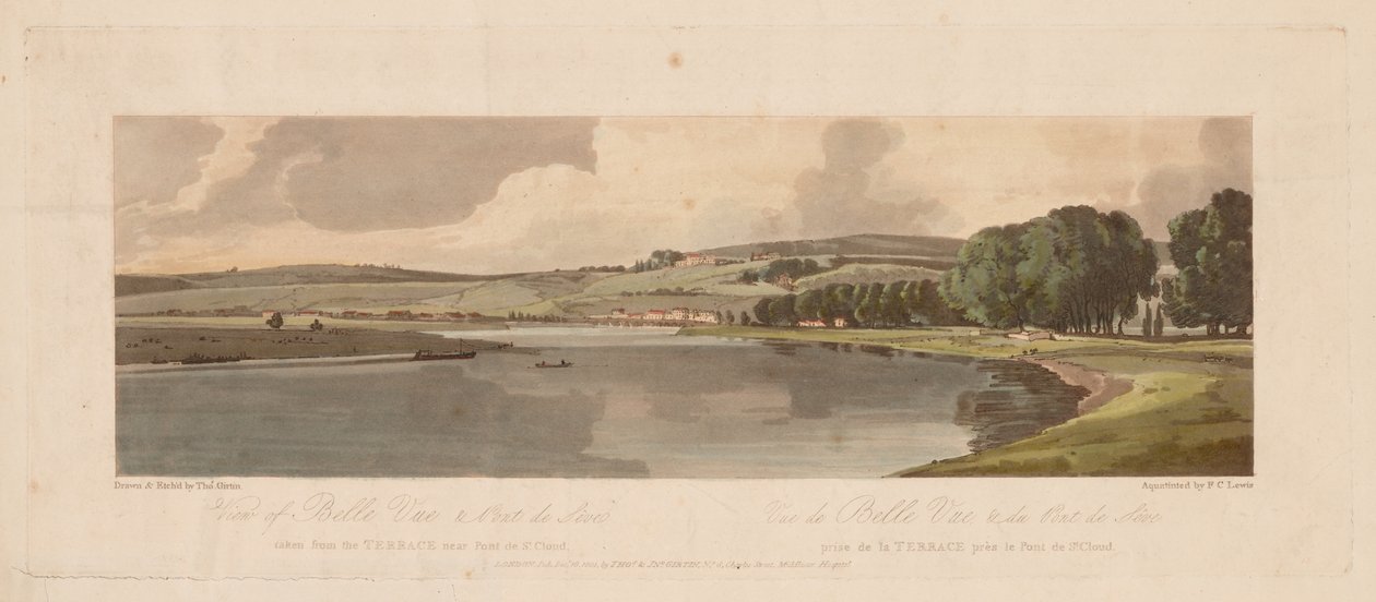 Una selección de veinte de las vistas más pintorescas de París: Vista de Belle Vue y Pont de Sèvres de Thomas Girtin